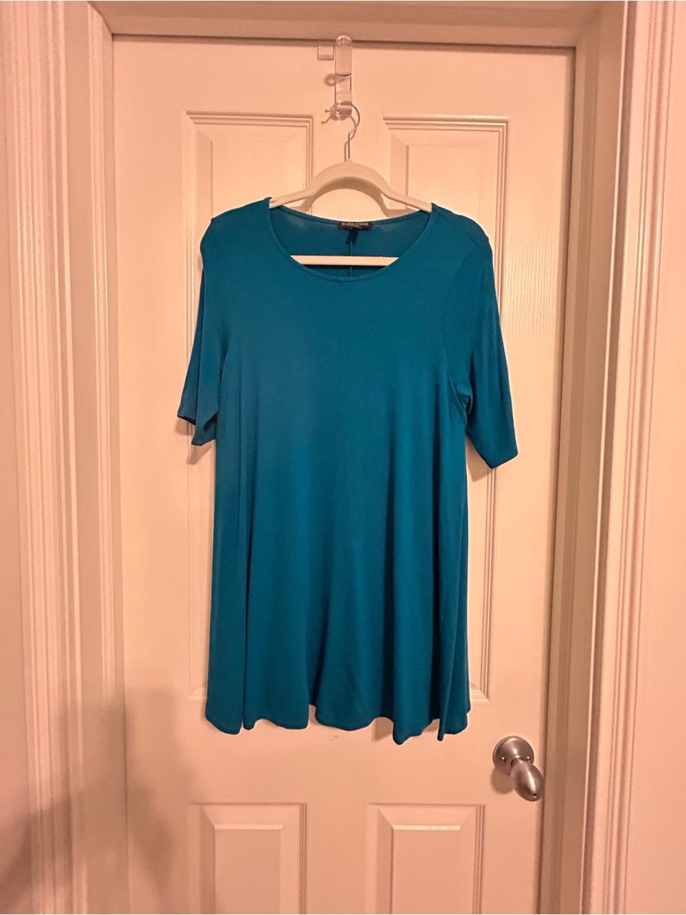 Eileen Fisher Teal Scoop Neck Swing Tunic